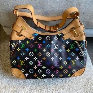 Louis Vuitton Black Multicolor Monogram Canvas Greta Bag